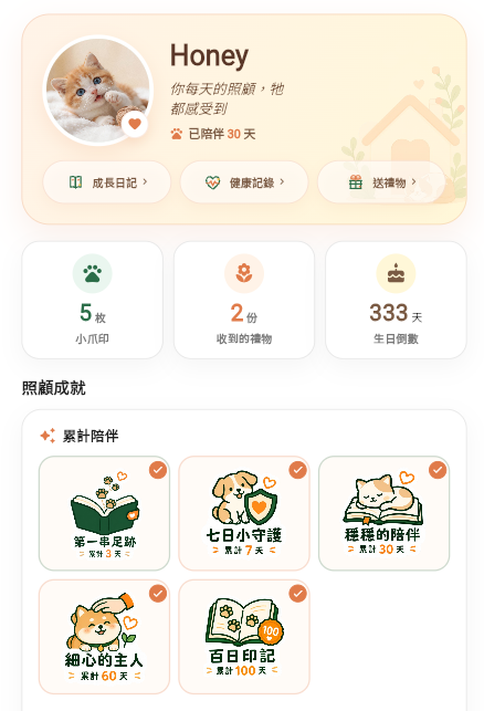 小爪印与成就徽章